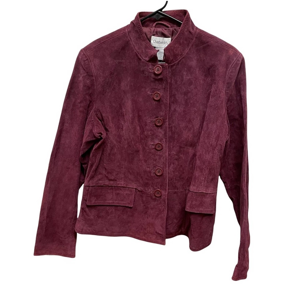 Chadwick’s Vintage Genuine Leather Suede Wine Colored Jacket size 14 W/ tags